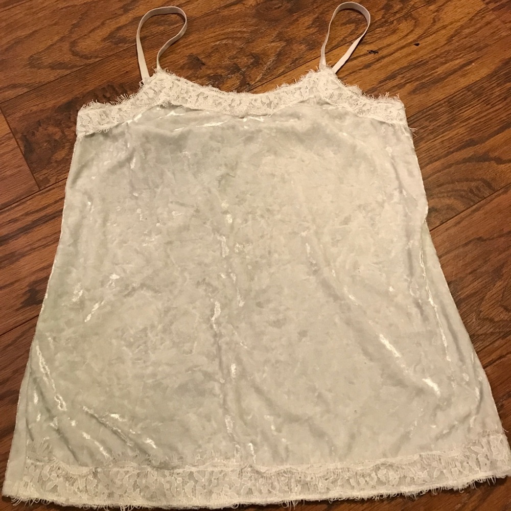 White Velour&Lace Adjustable Tank